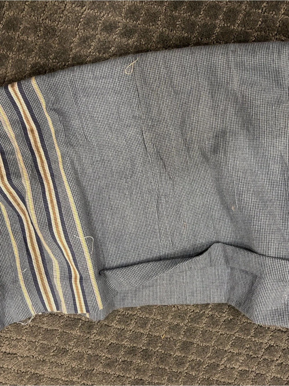 Blue houndstooth with one striped on the border fabric 5 yards